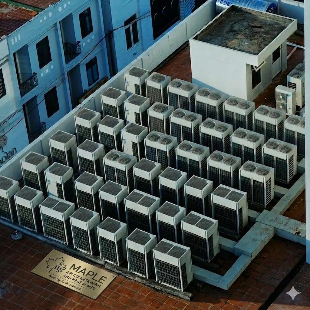 Commercial HVAC rooftop installation